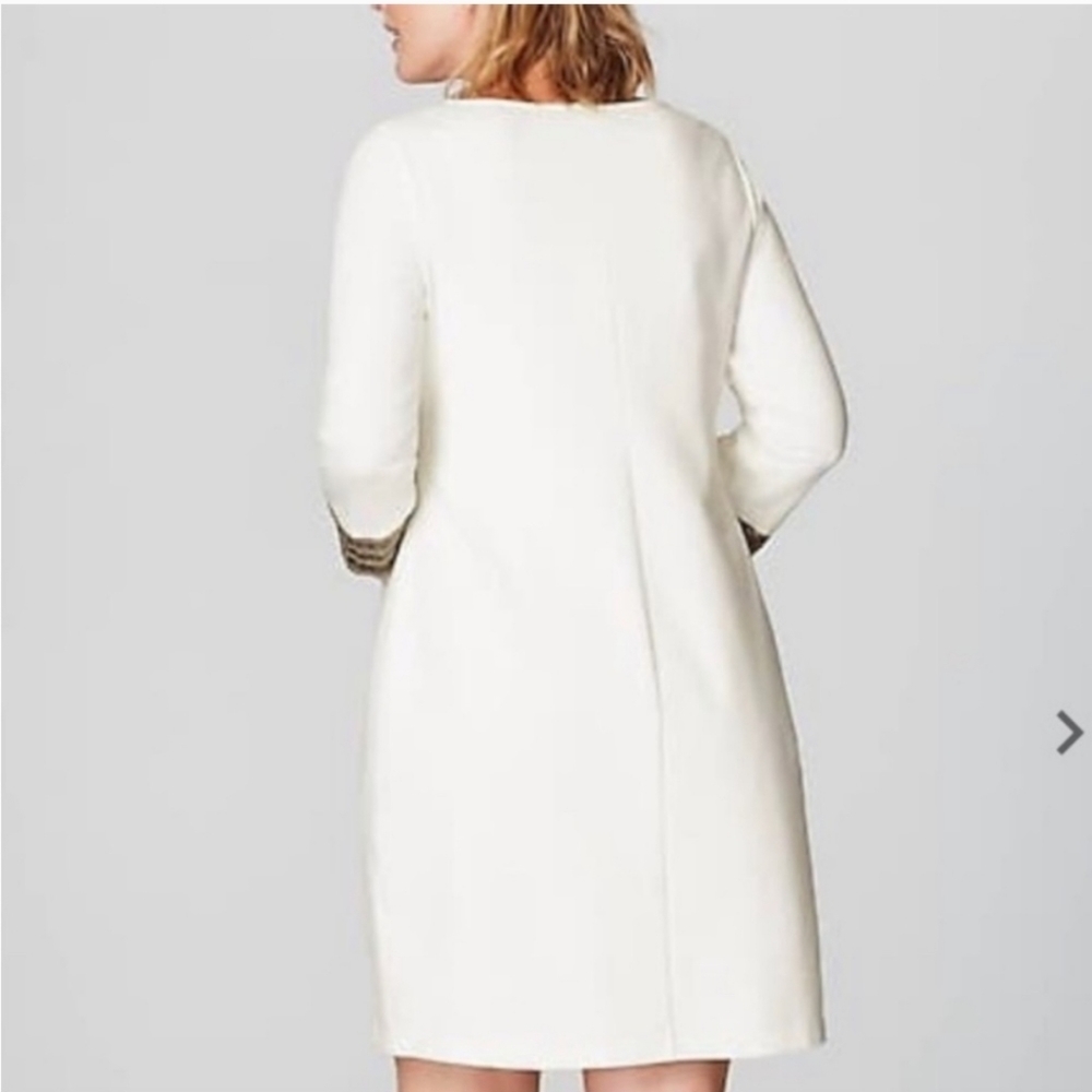 J.Jill NWT OF white short dress  3/4sleeves with bronze and silver rhinestones - Picture 2 of 4